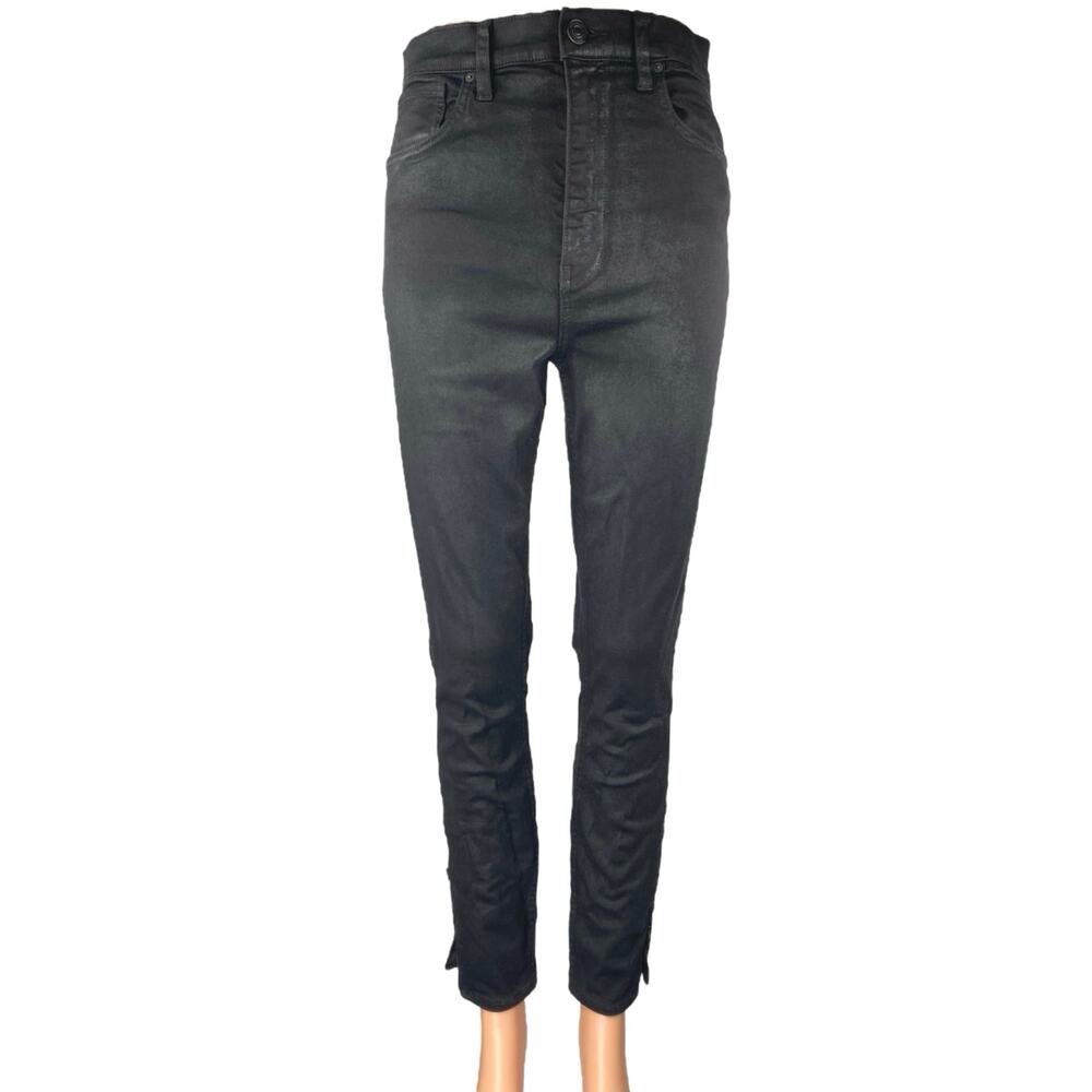 Hudson Women's Black Coated High Waisted Super Skinny Ankle Denim Jeans Size 28